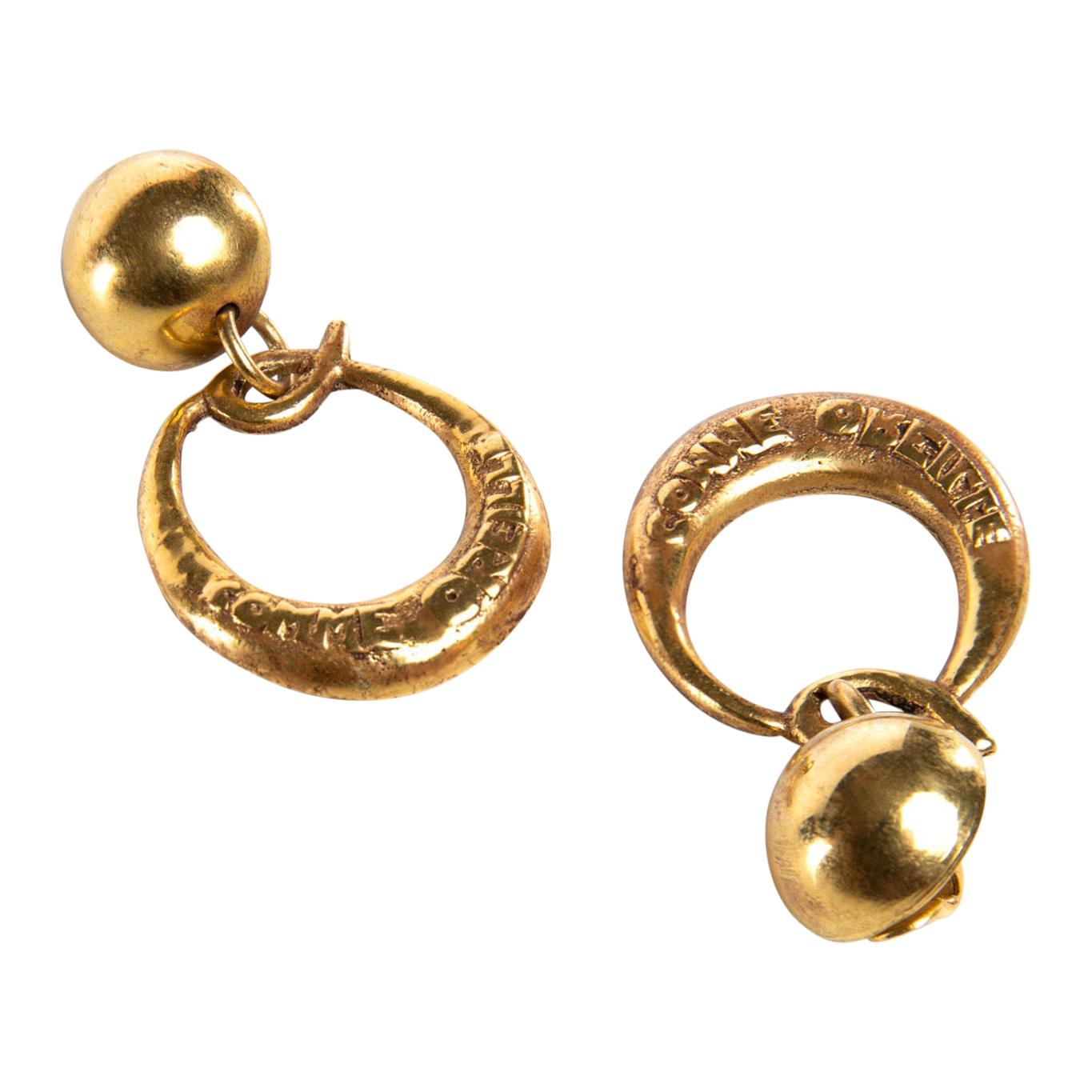 O Comme Oreille, Pair of Earrings in Gilded Bronze, Line Vautrin 'France'
