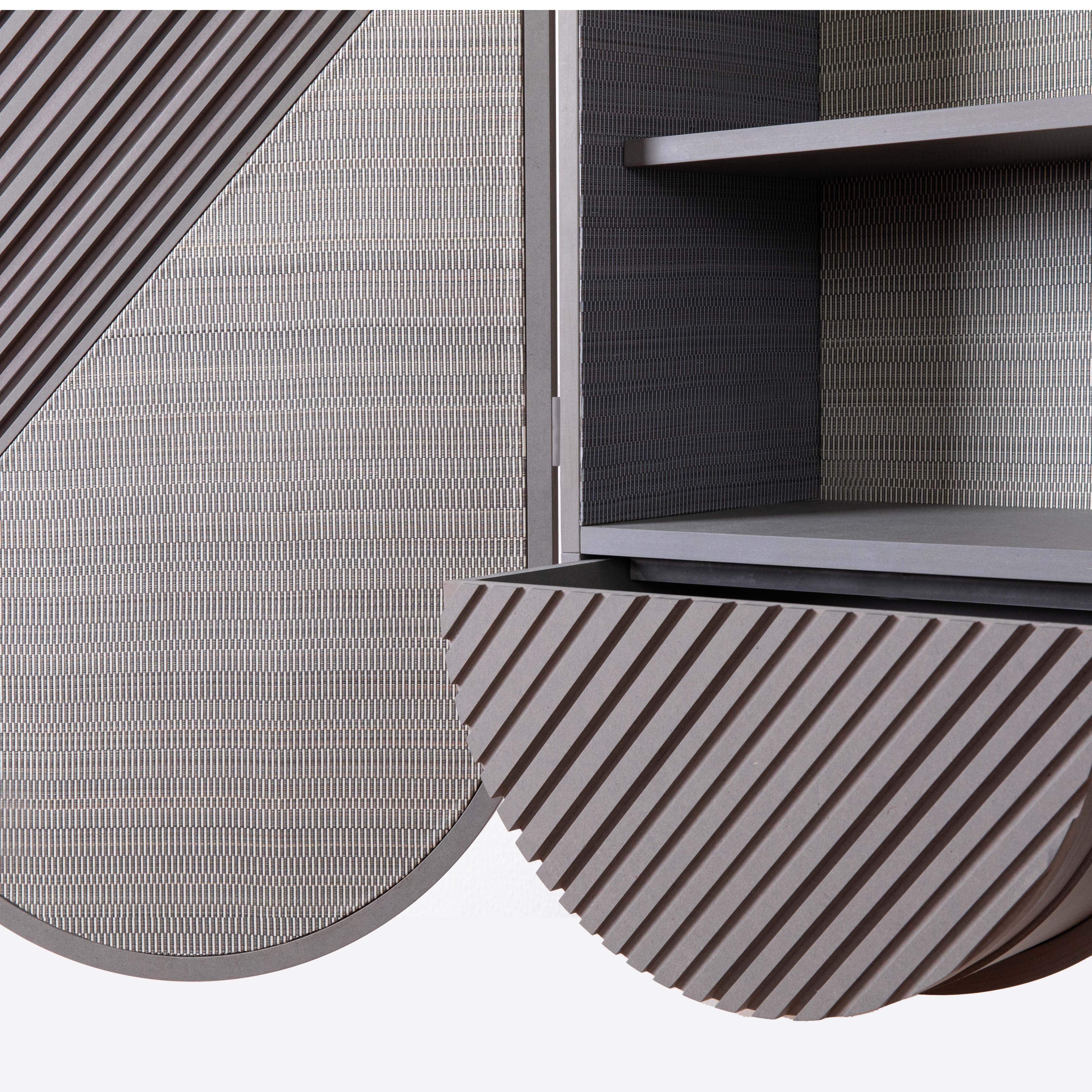 Hermès Wall Cabinet Contemporary Textile Decor Gray Minimalist - in stock For Sale 5