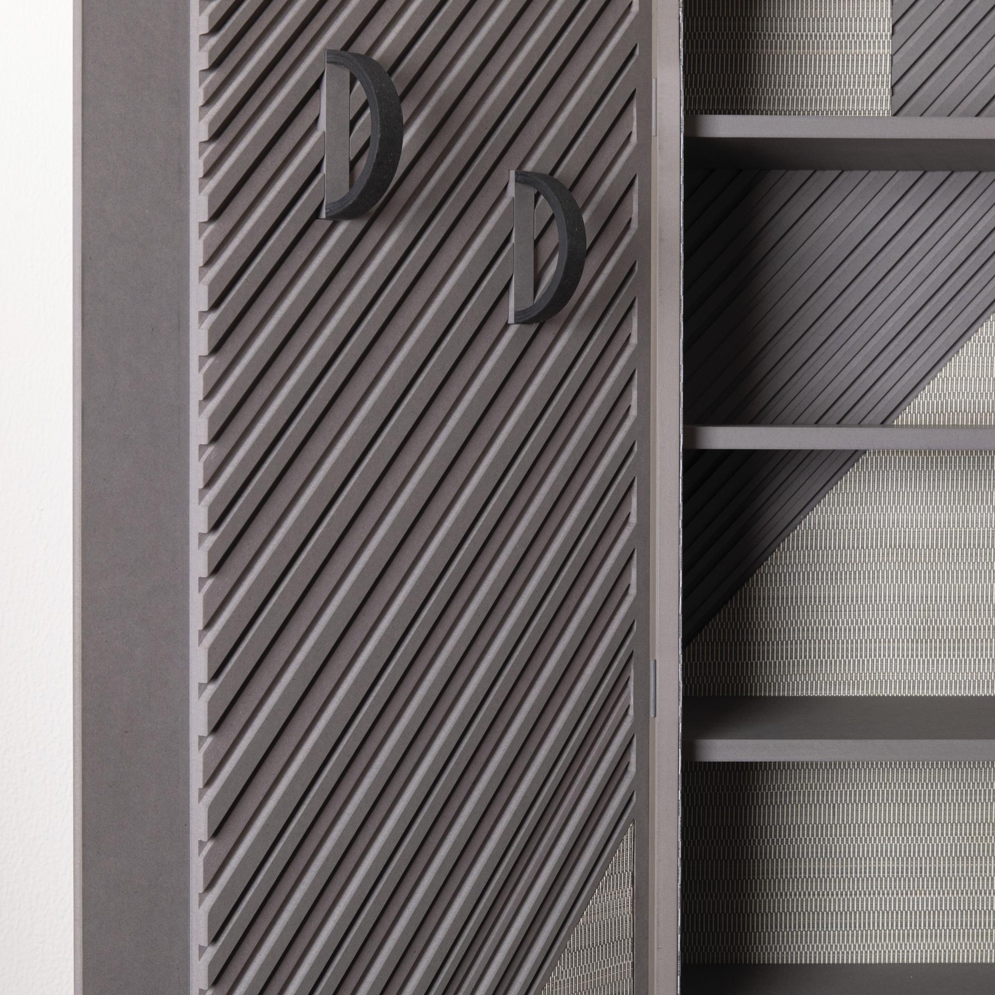 Woodwork Hermès Wall Cabinet Contemporary Textile Decor Gray Minimalist - in stock For Sale