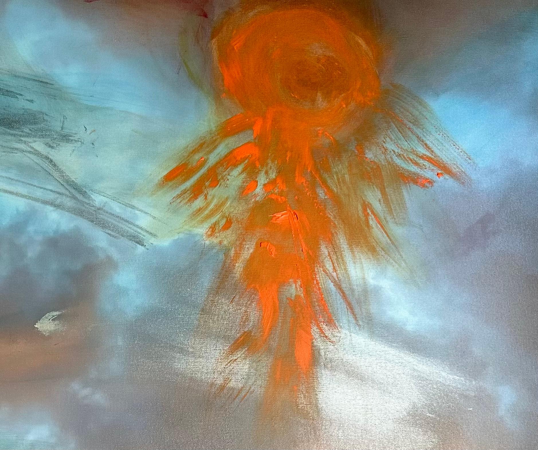 'Melting Sun' by O. Devan - Large Cloudscape - Photography and Acrylic on Canvas For Sale 2