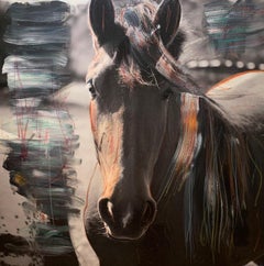 Black Arabian Horse ,Photography & Acrylic ,Contemporary Art ,Animal Painting