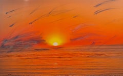 'Surfers' Dream Sunset' Mixed Media on Canvas - Seascape Painting 2021 