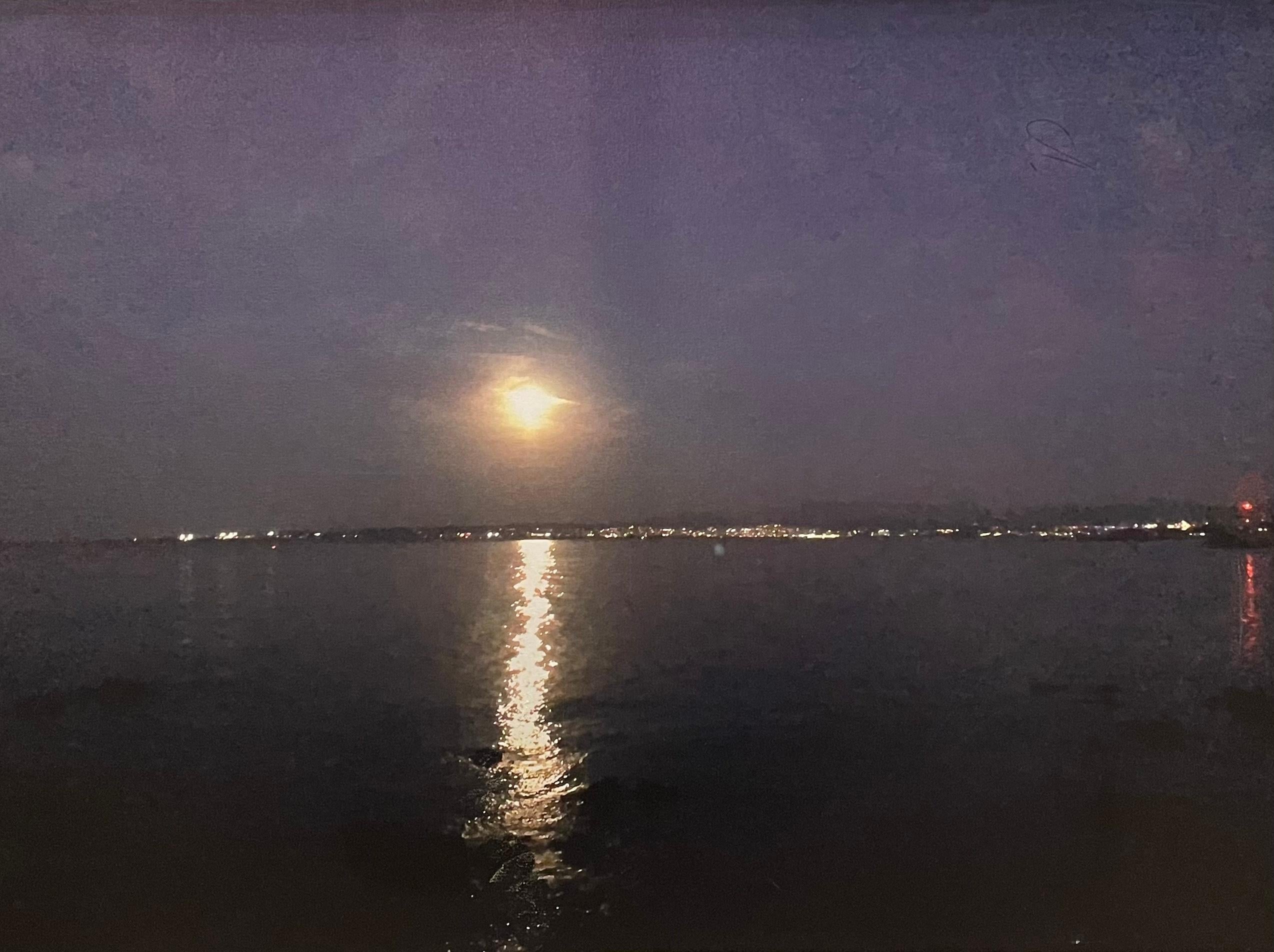 „Der Mond“ Mixed-Media- Originalfotografie & Acryl auf Leinwand