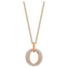 "O" Diamond Pave and Rose Gold Pendant Necklace with Chain