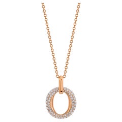 "O" Diamond Pave and Rose Gold Pendant Necklace with Chain