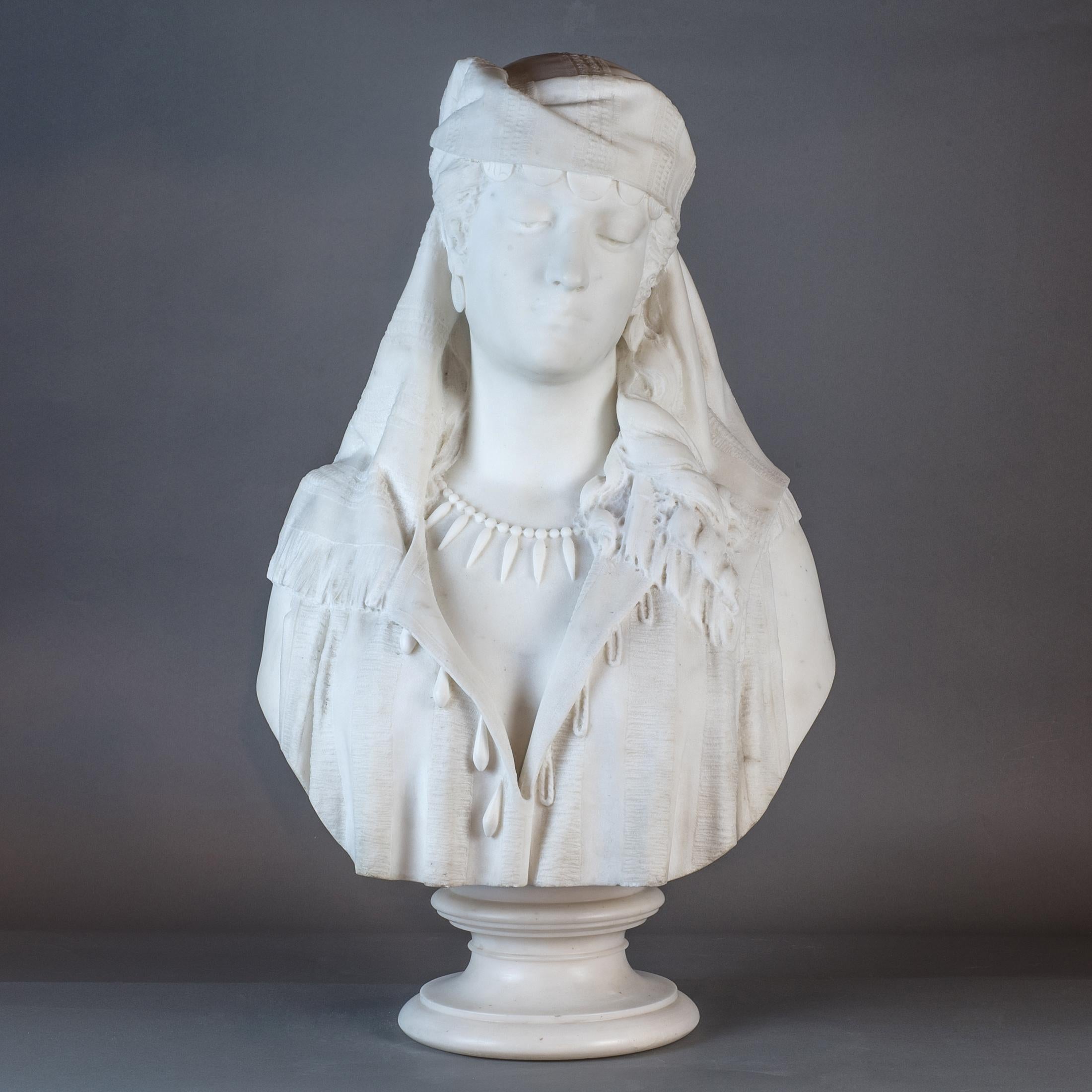 O Guasti Figurative Sculpture - Italian Marble Bust of a Woman by O.Guasti 
