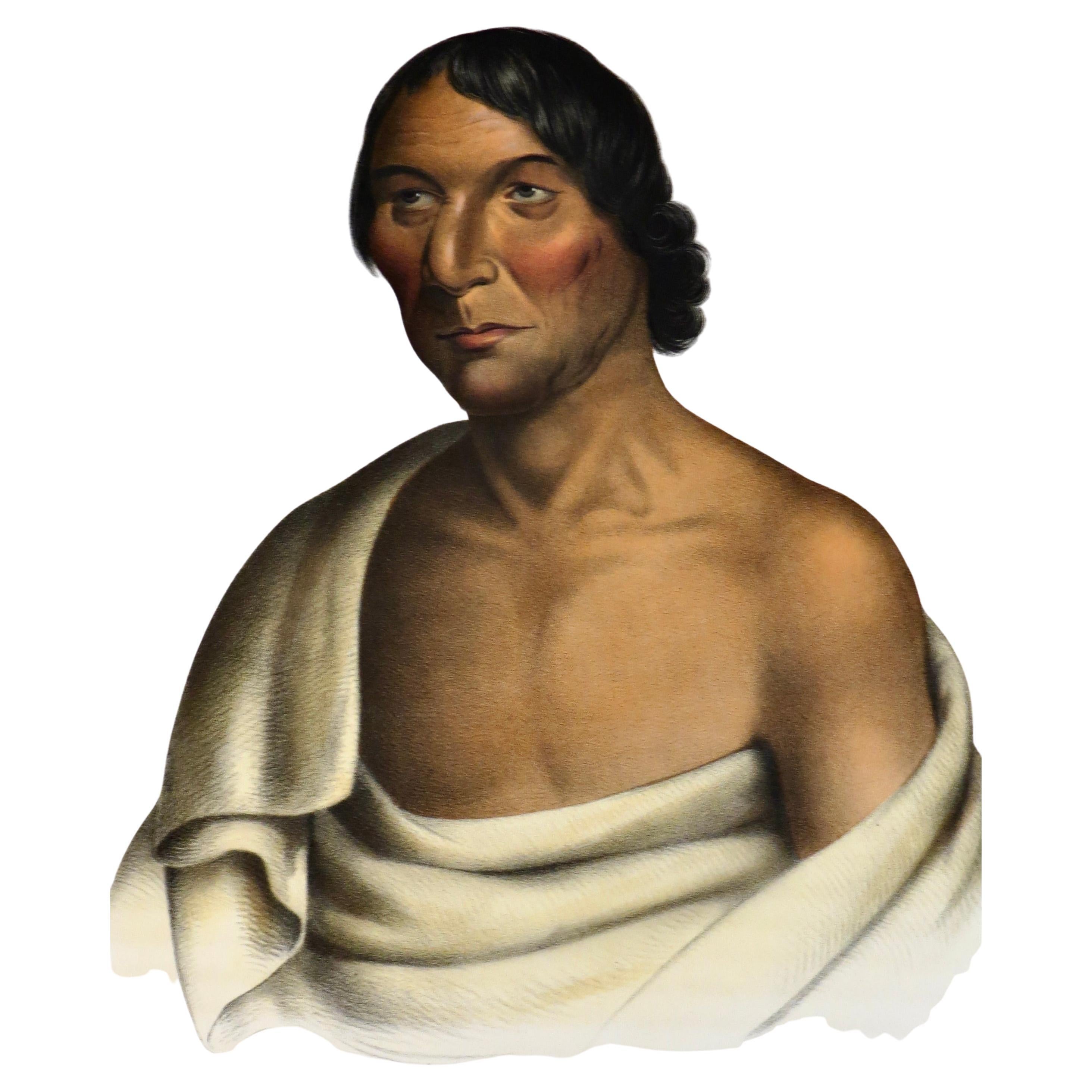 "O-HYA-WA-MINCE-KEE, "Chippewa Chief" Litho peinte à la main par McKenney
Hall C.1843