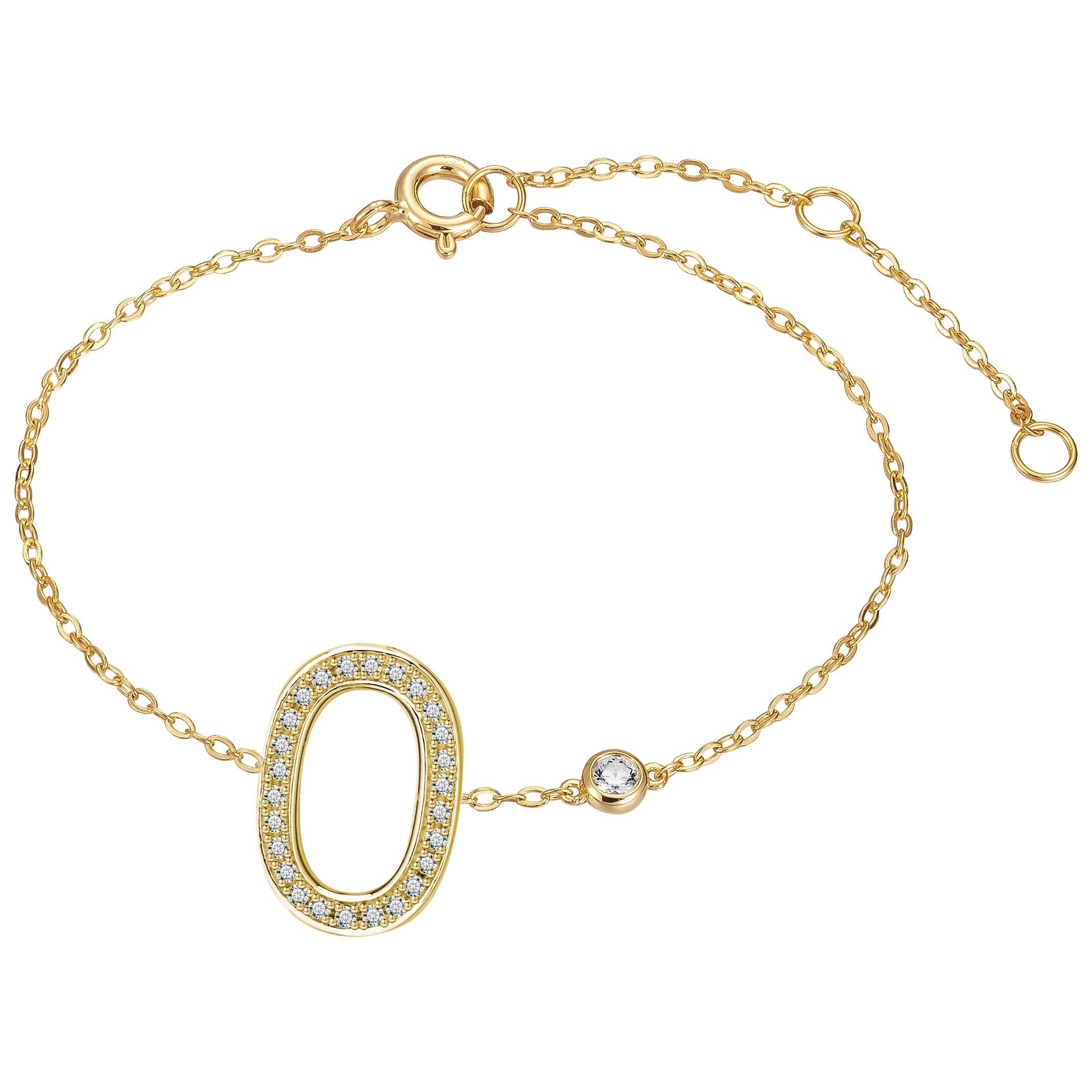O Initial Bezel Chain Bracelet For Sale