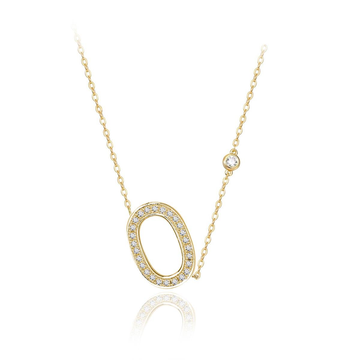 Modern O-Initial Bezel Chain Necklace For Sale