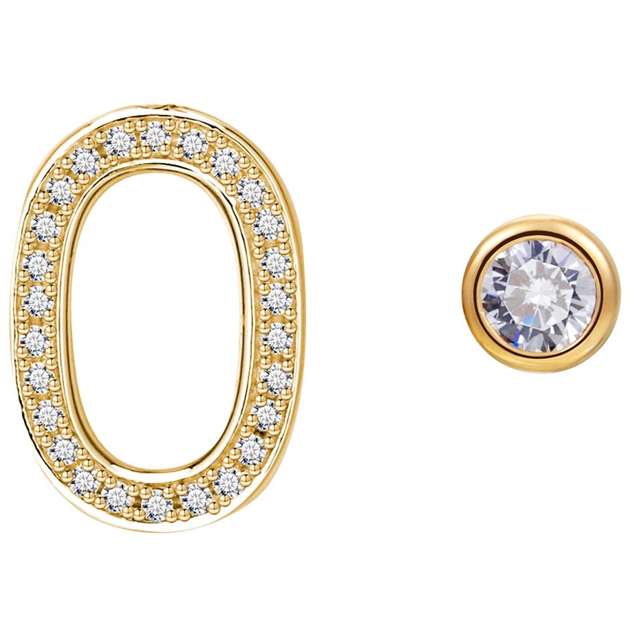 O Initial Bezel Mismatched Earrings For Sale