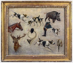 O. J. Ghiso, Pair of Equestrian & Sporting Studies: "The Fox Hunt" and "The Boar
