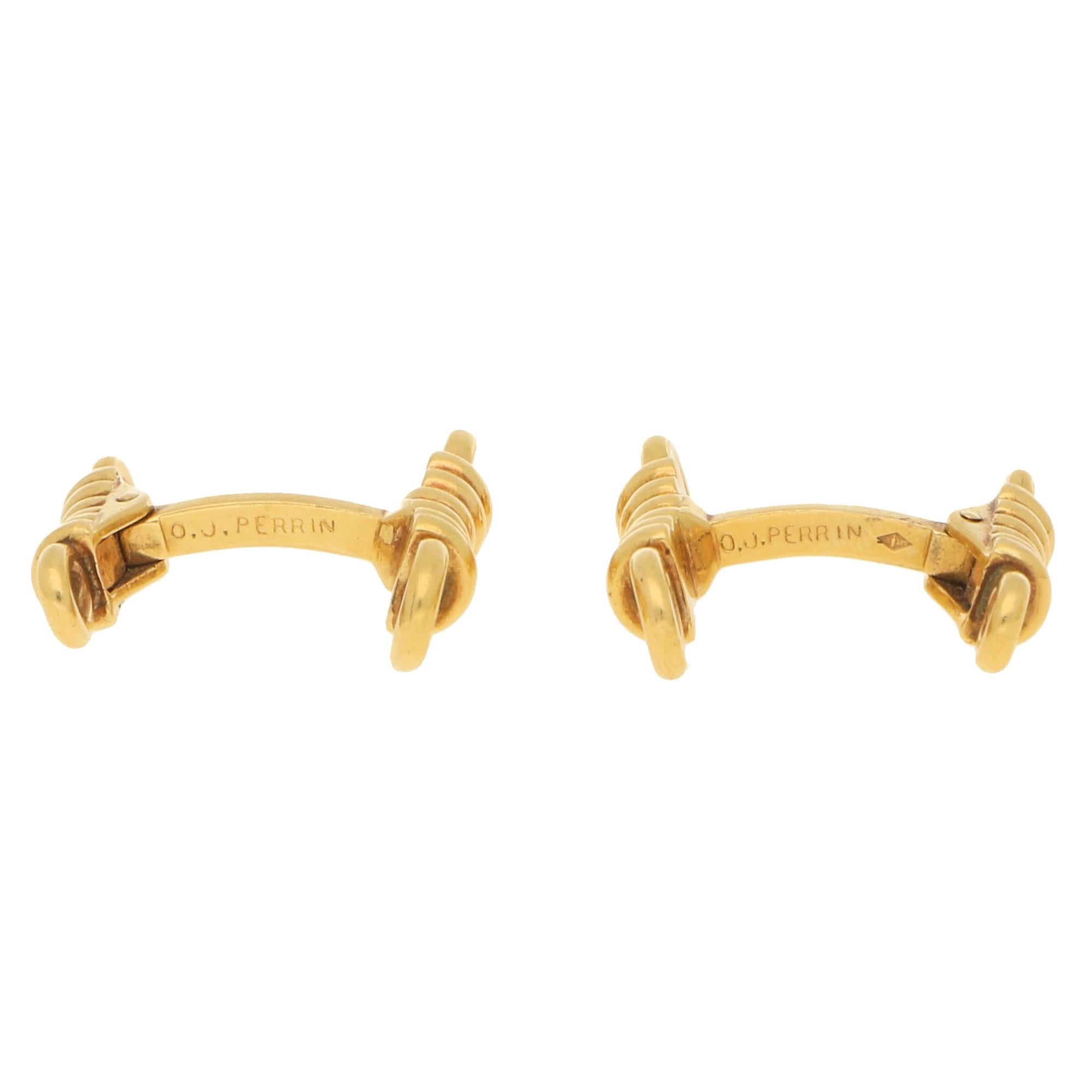 Women's or Men's O. J. Perrin Rope Cufflinks Set in 18k Yellow Gold