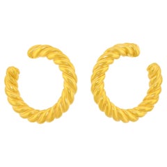 Vintage O. J. Perrin Gold Hoop Earrings, C 1970s, France