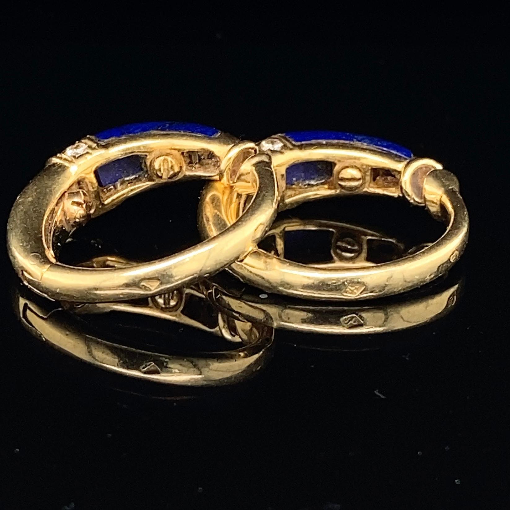 O. J. Perrin Lapis Lazuli, Diamond and 18K Gold Hoop Earrings by André Vassort 1