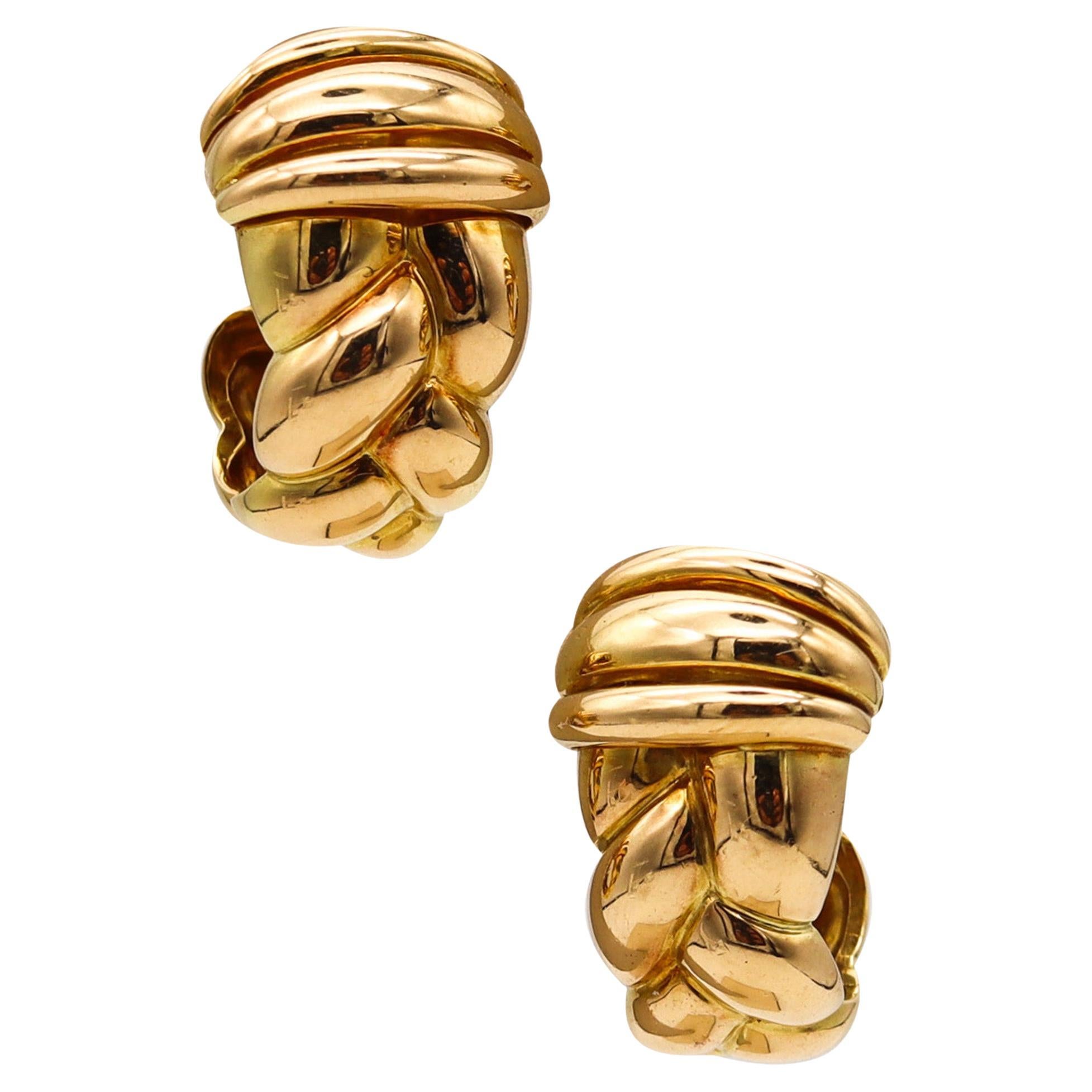 O. J. Perrin Paris 1970 By Andre Vassort Clips On Knots Earrings In 18Kt Gold