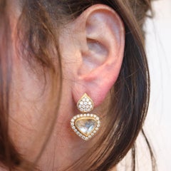 O. J. PERRIN Paris Dangle Drops Clips Ohrringe in 18Kt Gold mit 2,82 Ctw