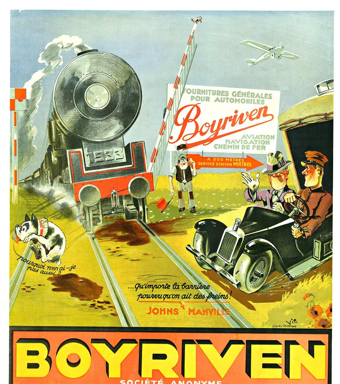Original Boyriven Aviation Navigation Chemin de Fer art deco cartel vintage 1933 - Print de O K Gerand
