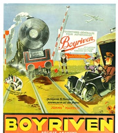 Original Boyriven Aviation Navigation Chemin de Fer art deco vintage poster 1933