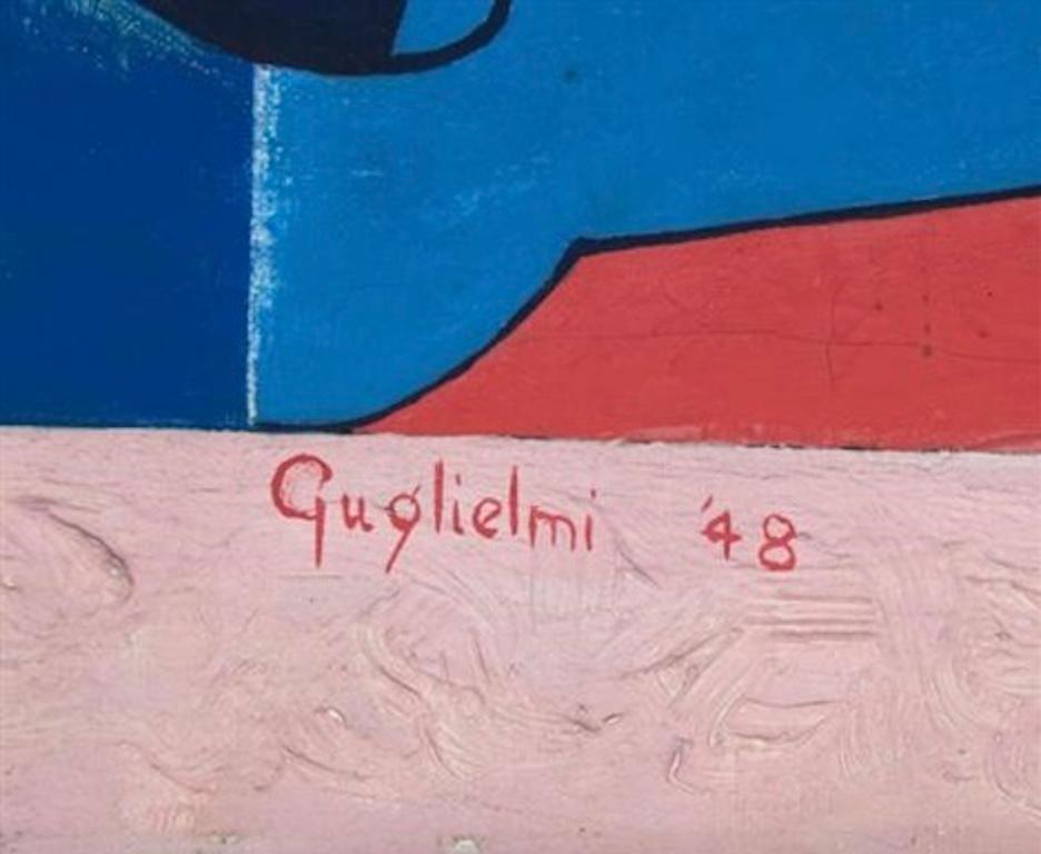 Figurativo Cubista Surrealista Abstracción Mediados Siglo XX Moderno Americano Grande - Painting moderno estadounidense de O. Louis Guglielmi