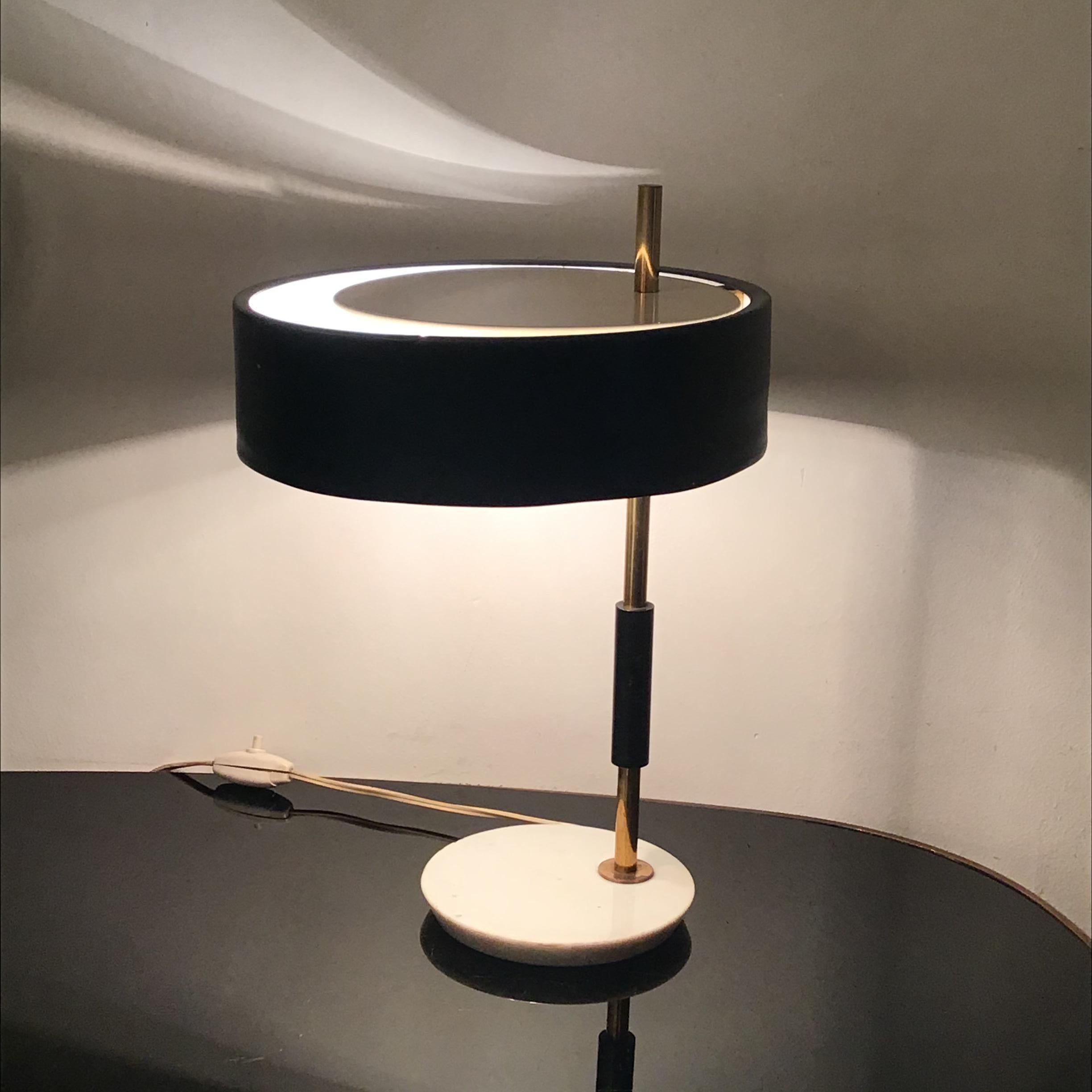Italian O-Luce Table Lamp Marbre Brass Metal  1950 italy For Sale