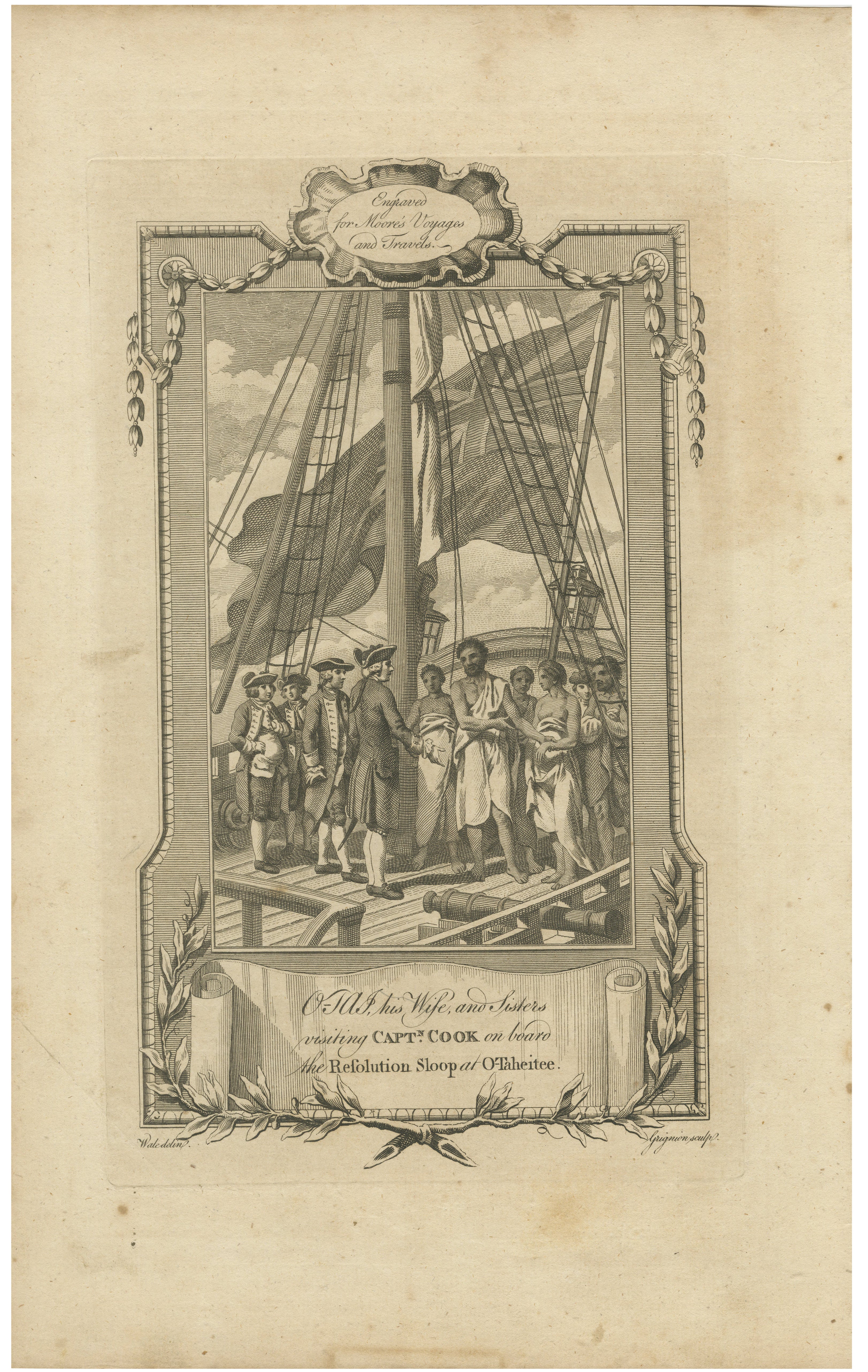 O-Mai Visiting Captain Cook aboard the Resolution at Tahiti, 18th Century