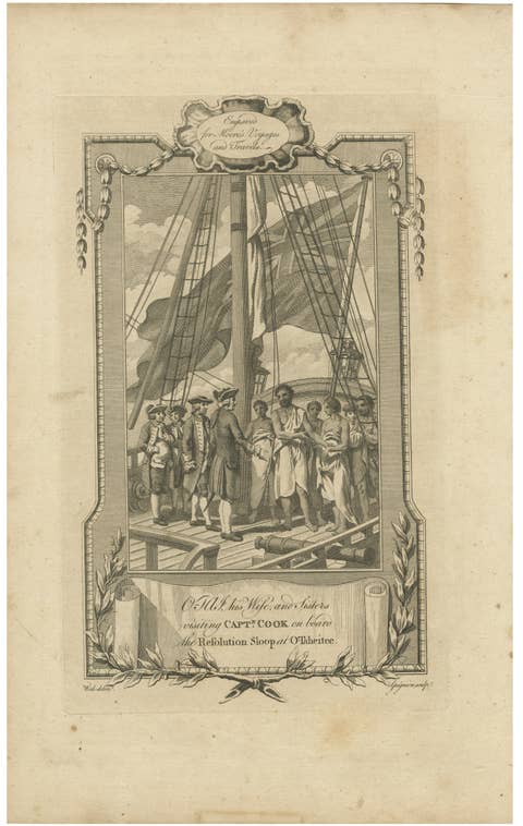 O-Mai Visiting Captain Cook aboard the Resolution at Tahiti, 18th Century
