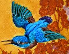 O. MILET, Émile Diffloth, Ornamental Dish with Hummingbird, late 19th century