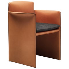 21st Century Modern Small Armchair Fully Upholstered In Hide Leather