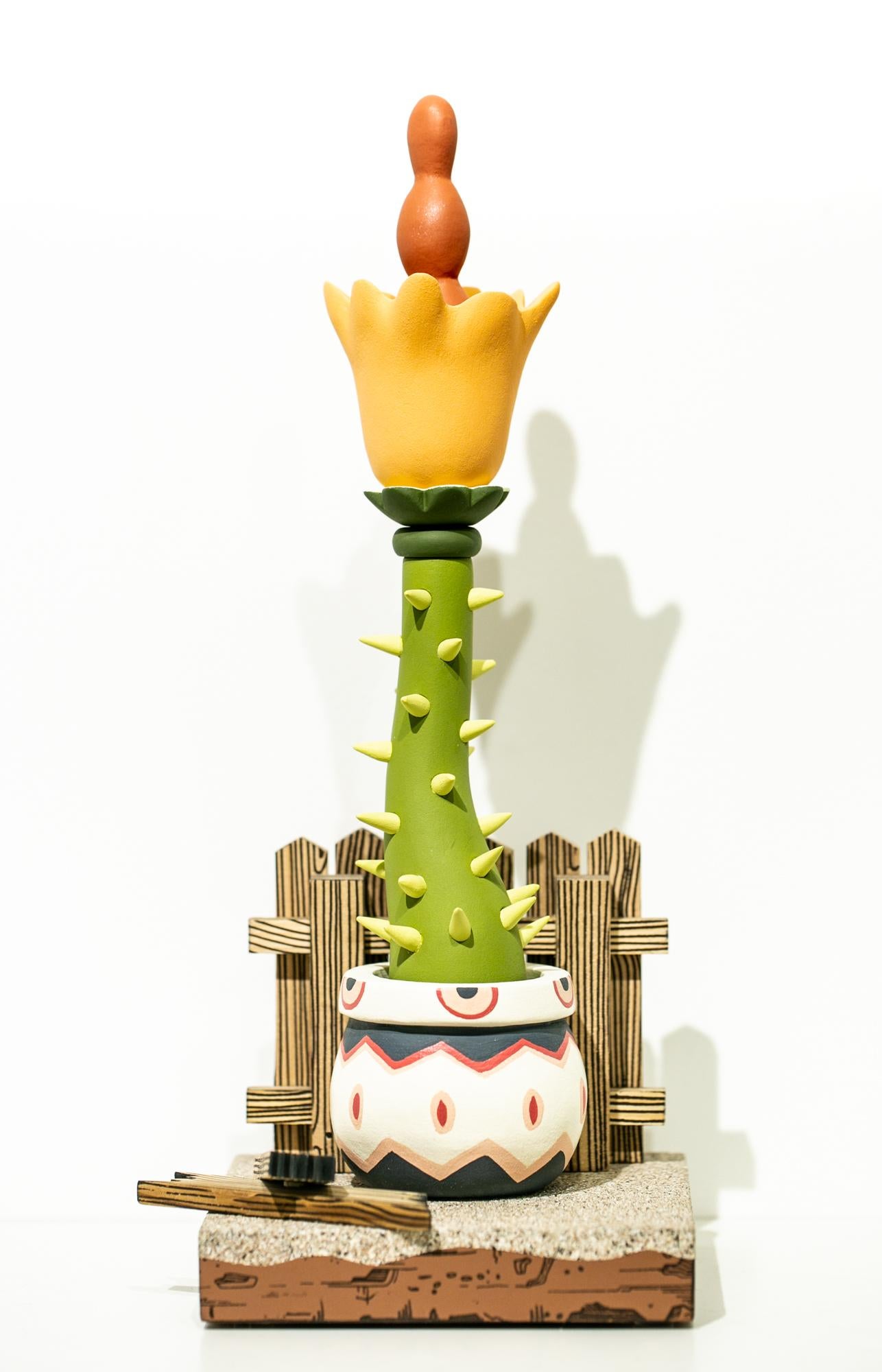 "Bloque Floral (Naranja)", Figurativo, Flor, Floral, Escultura, Madera, Pintura