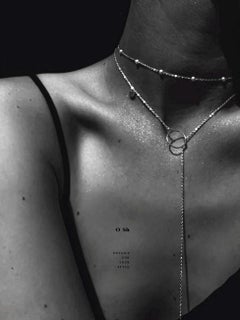 O Tie Necklace in Rhodium Plated 925 Sterling Silver & Freshwater Pearls by O Sh
