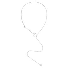 O Tie Necklace in Rhodium Plated 925 Sterling Silver & Freshwater Pearls by O Sh