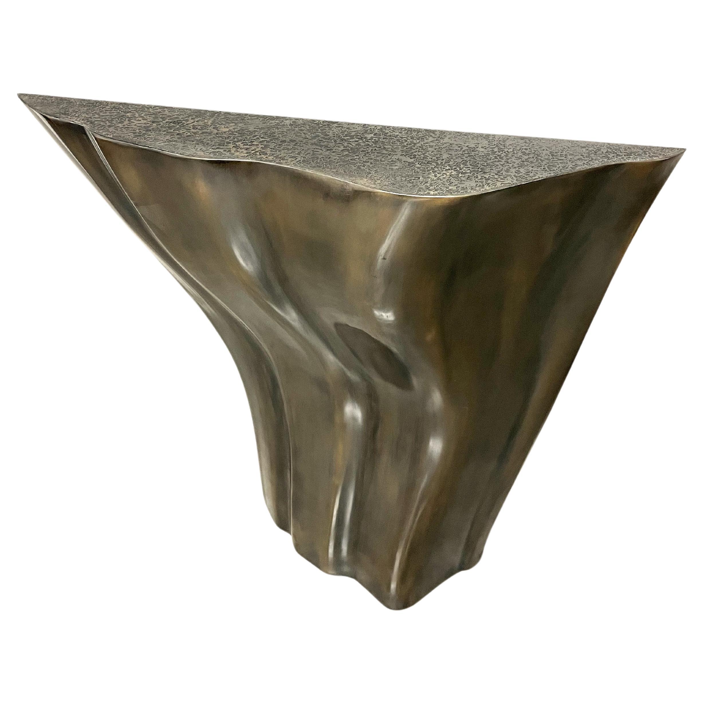 O2 by Frédérique Domergue - Limited-edition, sculptural console table, bronze For Sale