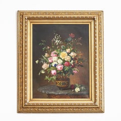 O.A. Hermansen, Flowers in a Vase on Table, Denmark 1888