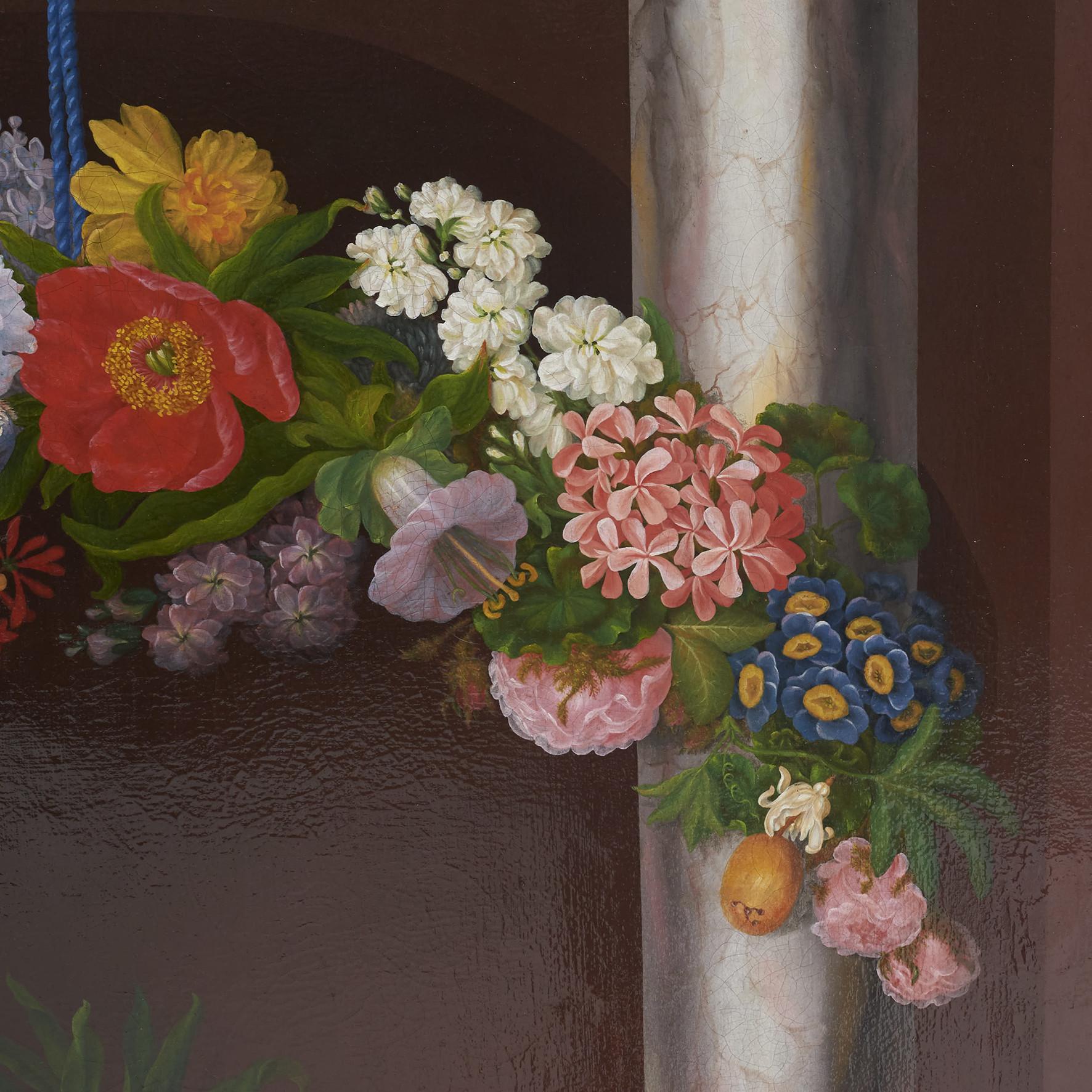 Painted O.A. Hermansen, Large Flower Painting For Sale
