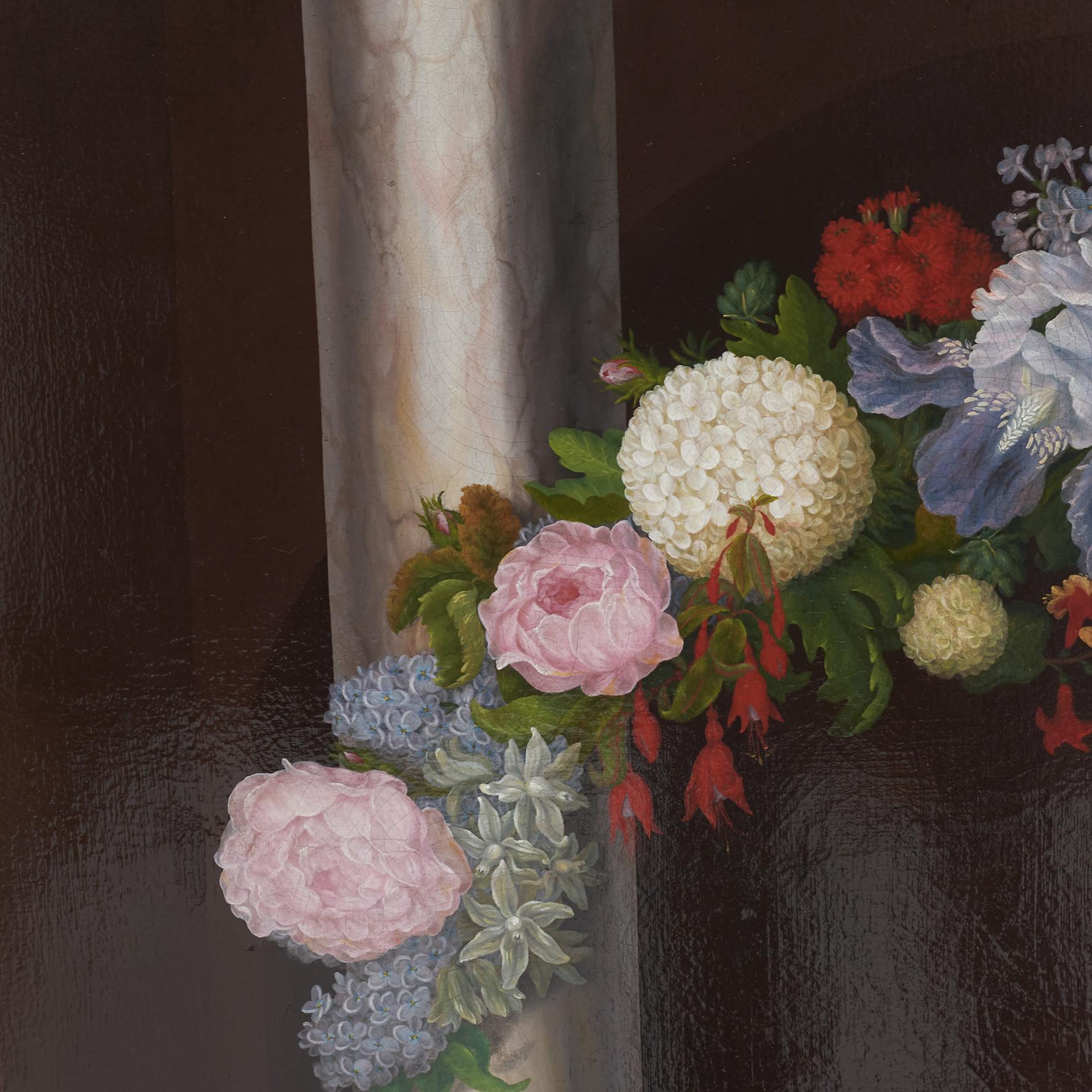 Painted O.A. Hermansen, Large Flower Painting For Sale