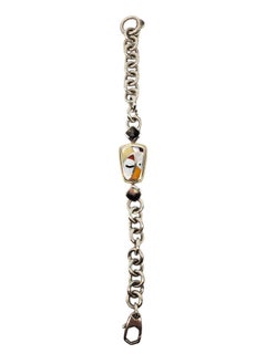 OAG Sterling Silver 18K Yellow Gold Inlay Link Bracelet #24642