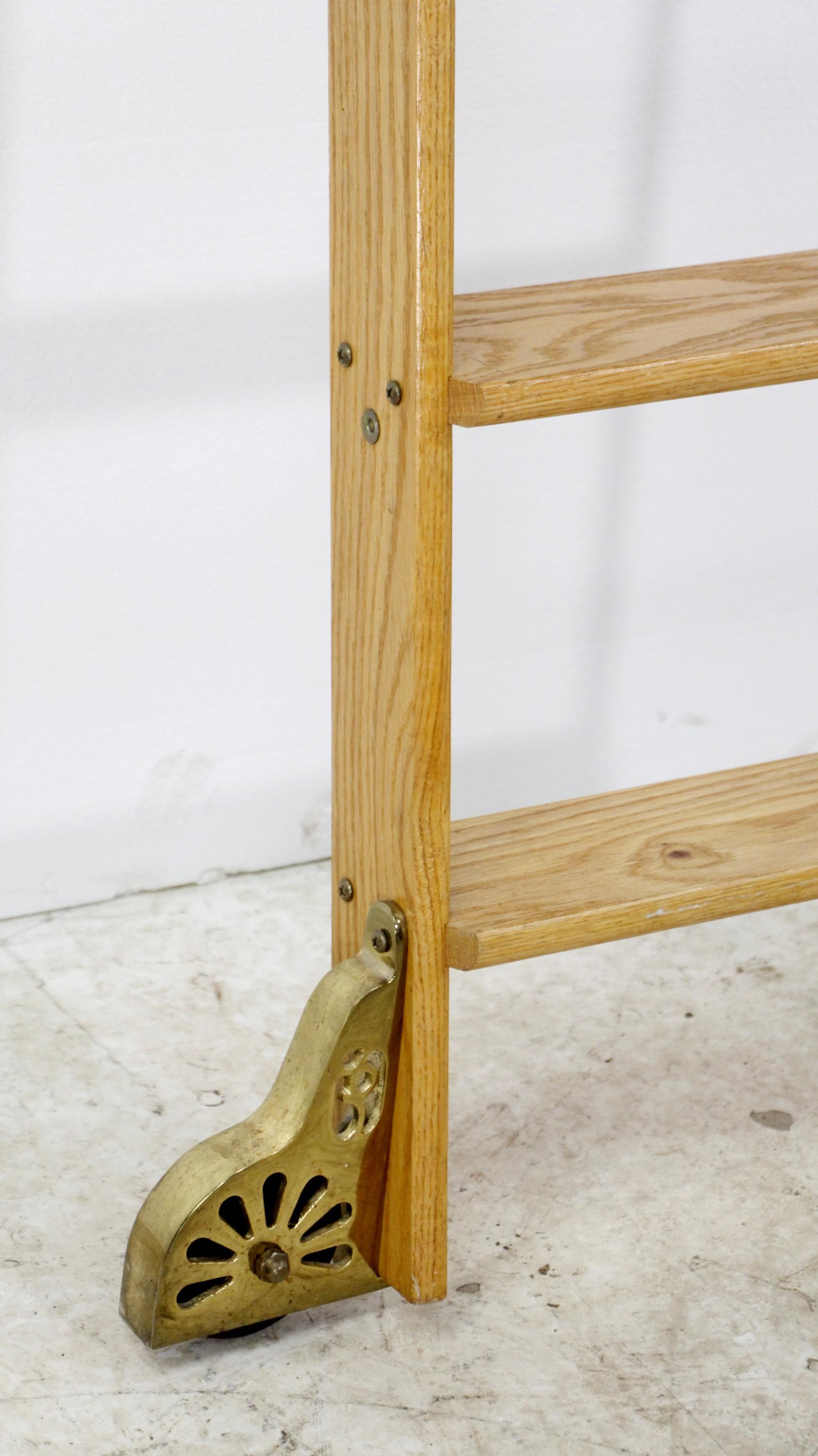 Oak Rolling Putnam Industrial Library Ladder In Good Condition In New York, NY