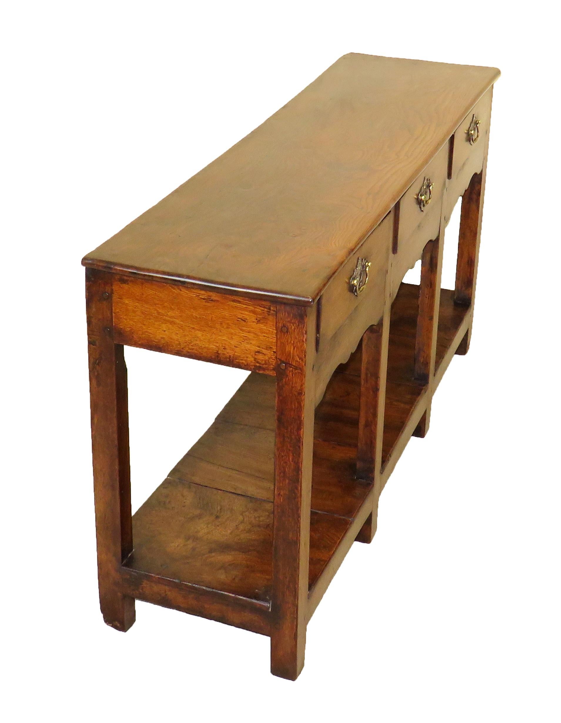 Oak 18th Century English Antique Dresser Base Sideboard 1