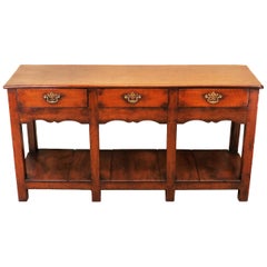 Oak 18th Century English Antique Dresser Base Sideboard