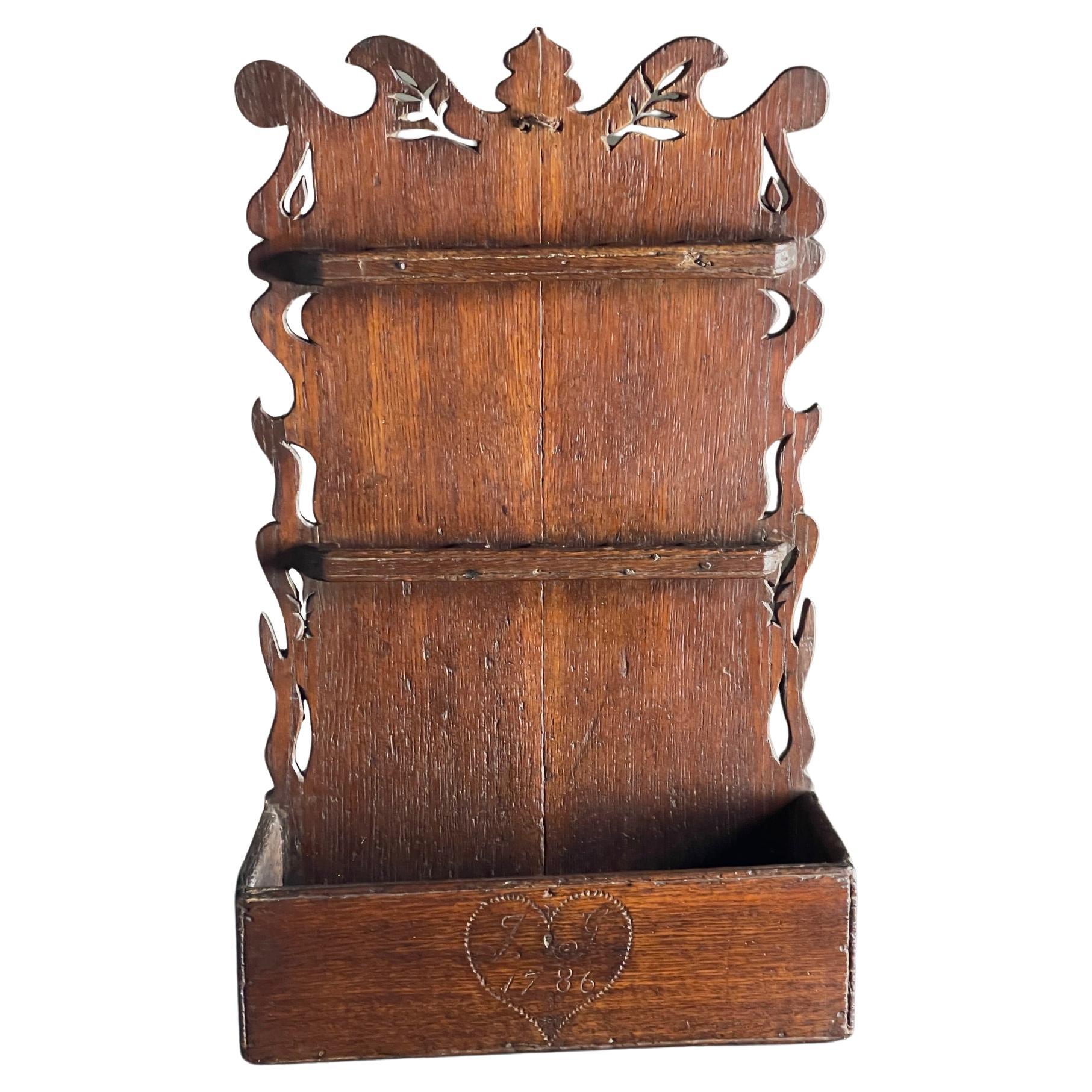 Oak 18th Century spoon rack For Sale