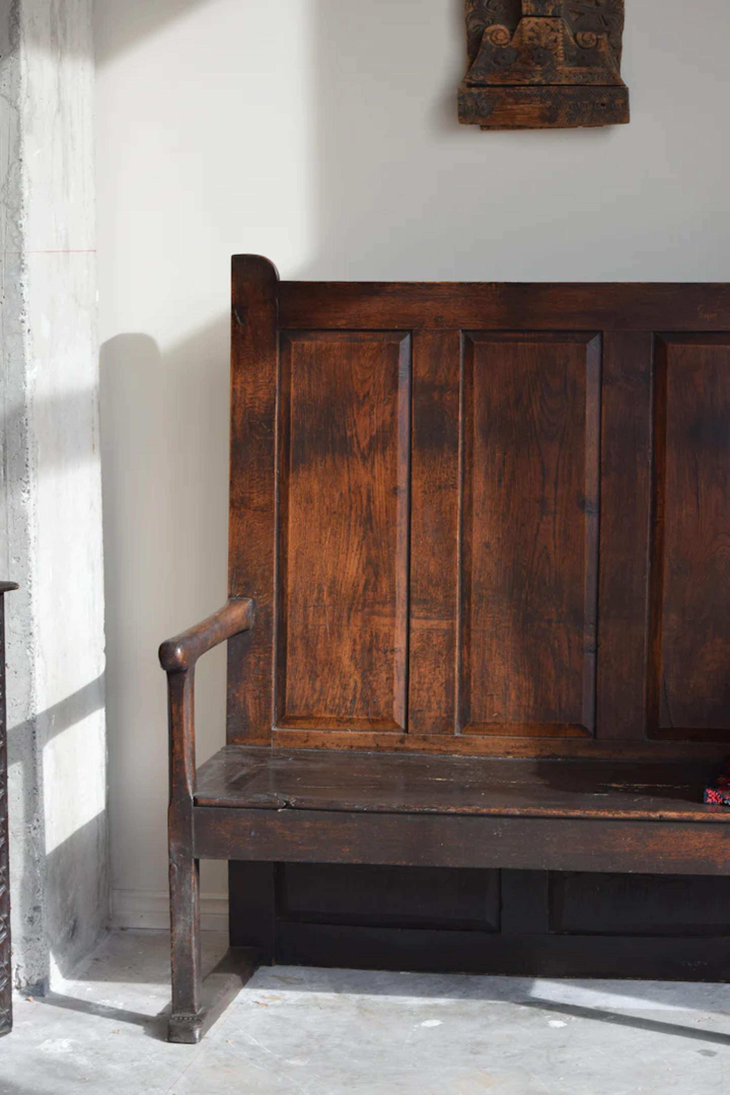 18th century  Welsh oak hight back bench/settle, beautiful patina and condition.