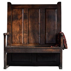 Antique Oak 18th  Century Welsh   Bench Settle