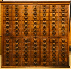 Oak 1920s Library Bureau Sole Maker Card Catalog Cabinet 105 Drawer