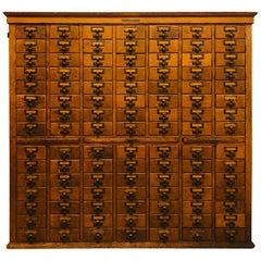 Antique Oak 1920s Library Bureau Sole Maker Card Catalog Cabinet 105 Drawer