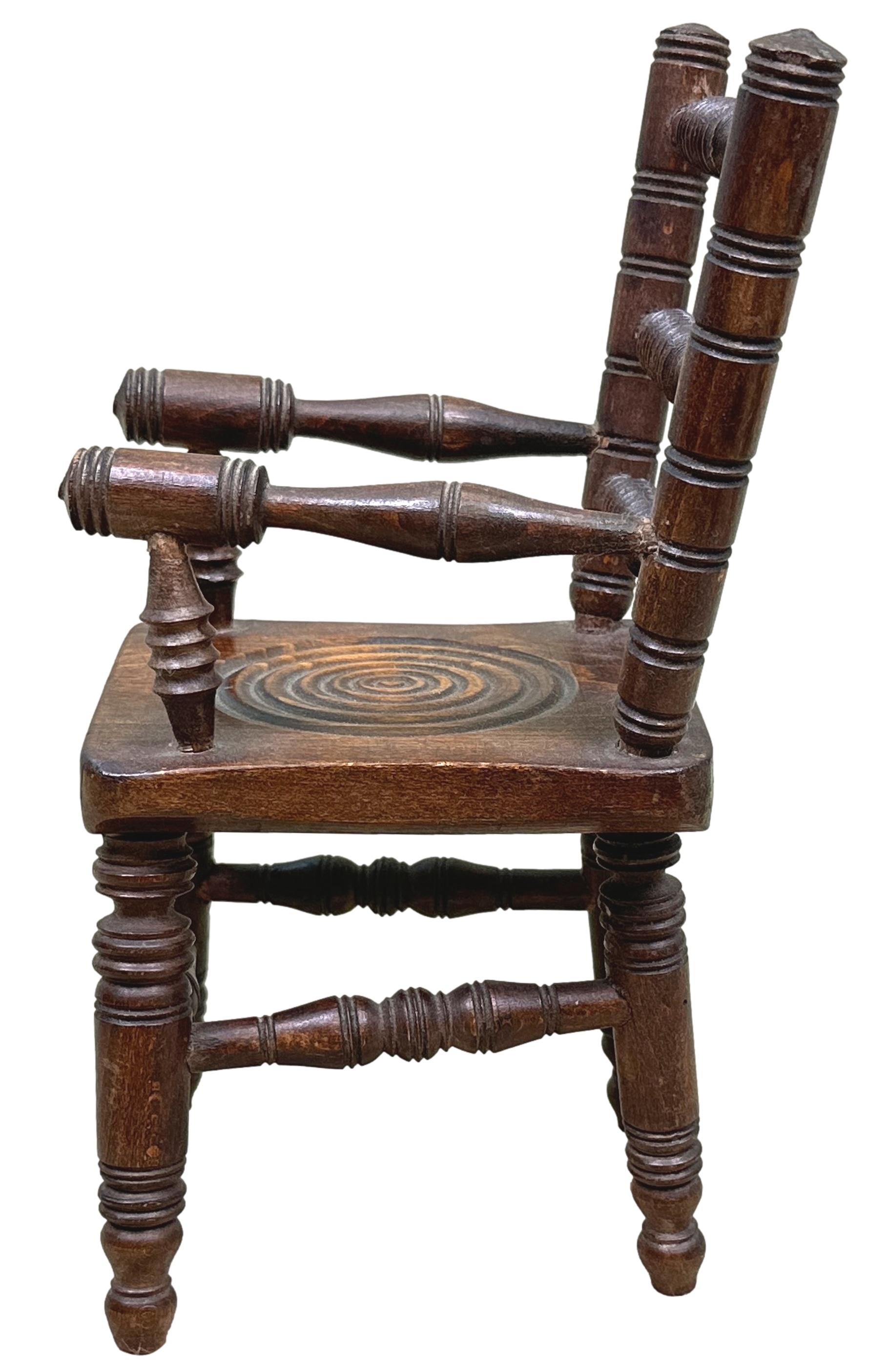 Oak 19th Century Miniature Kitchen Windsor Chair For Sale 1