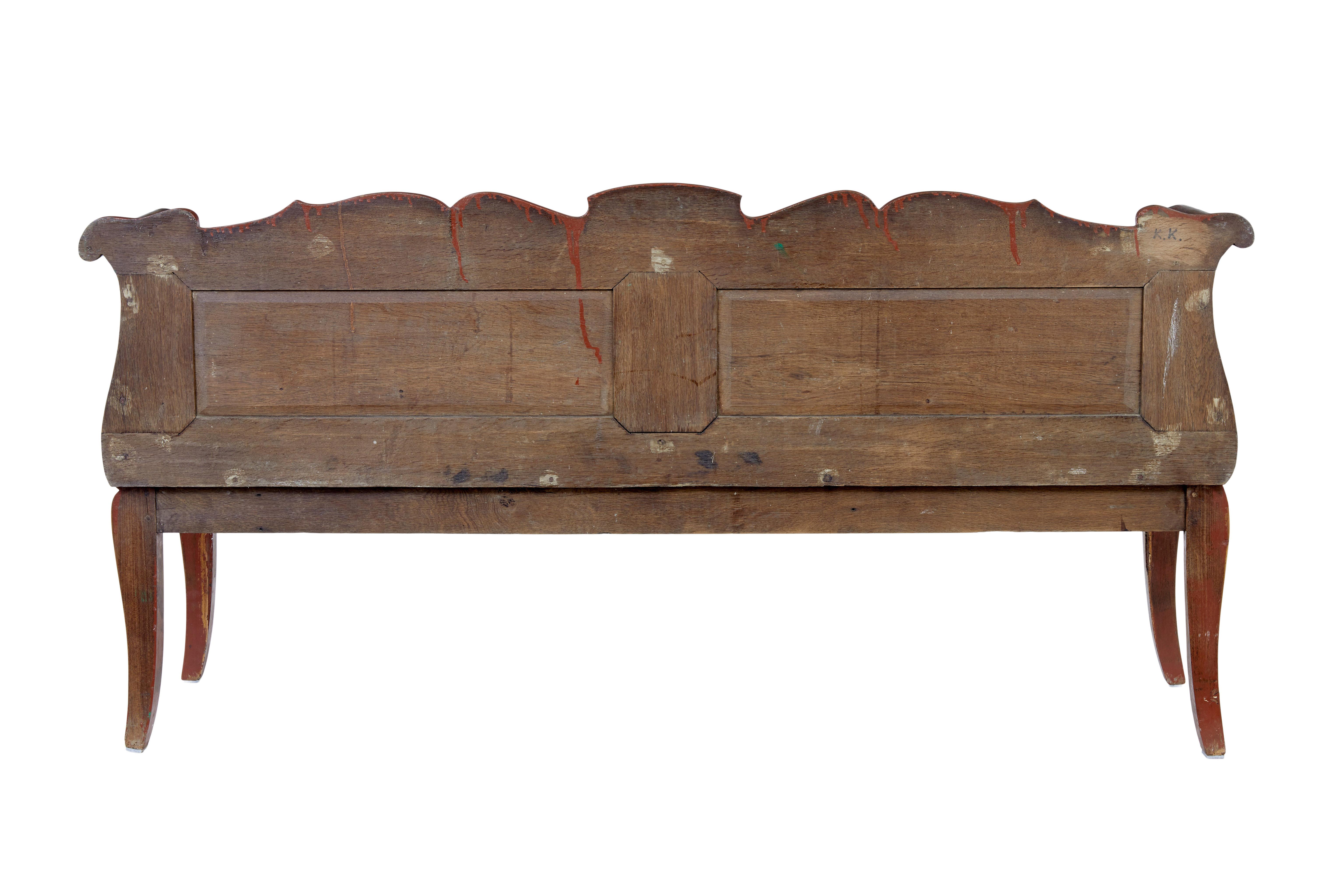 Oak 19th Century Painted Swedish Bench 2