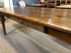 Oak 19th Century Wide Dining Table with Drawer