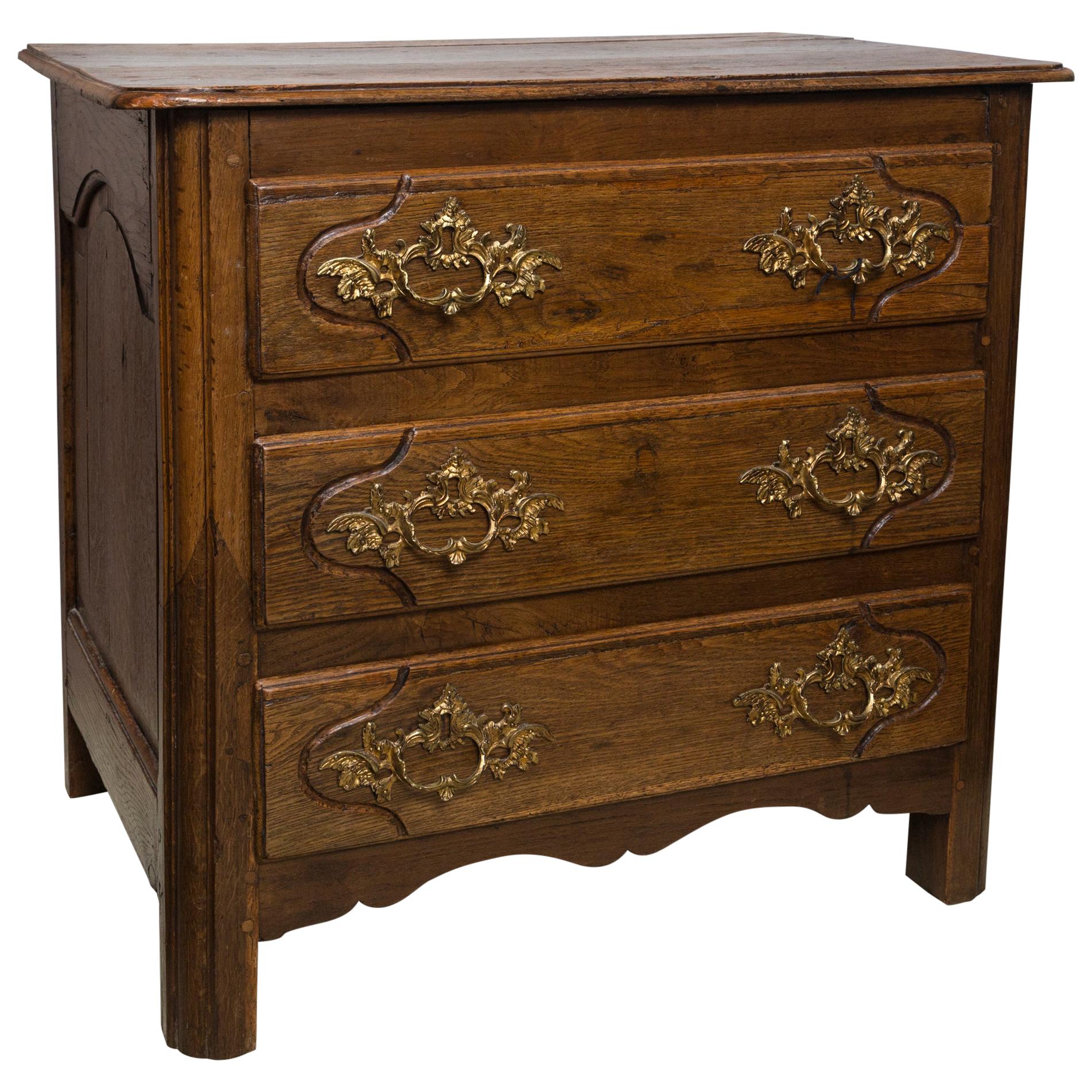 Oak 3 Drawer French Provincial Chest For Sale