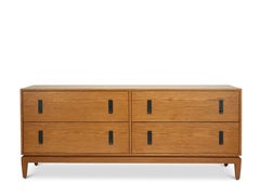 Lawson-Fenning 4-Drawer Arcadia Chest, Oiled Oak Dresser with Blackened Brass