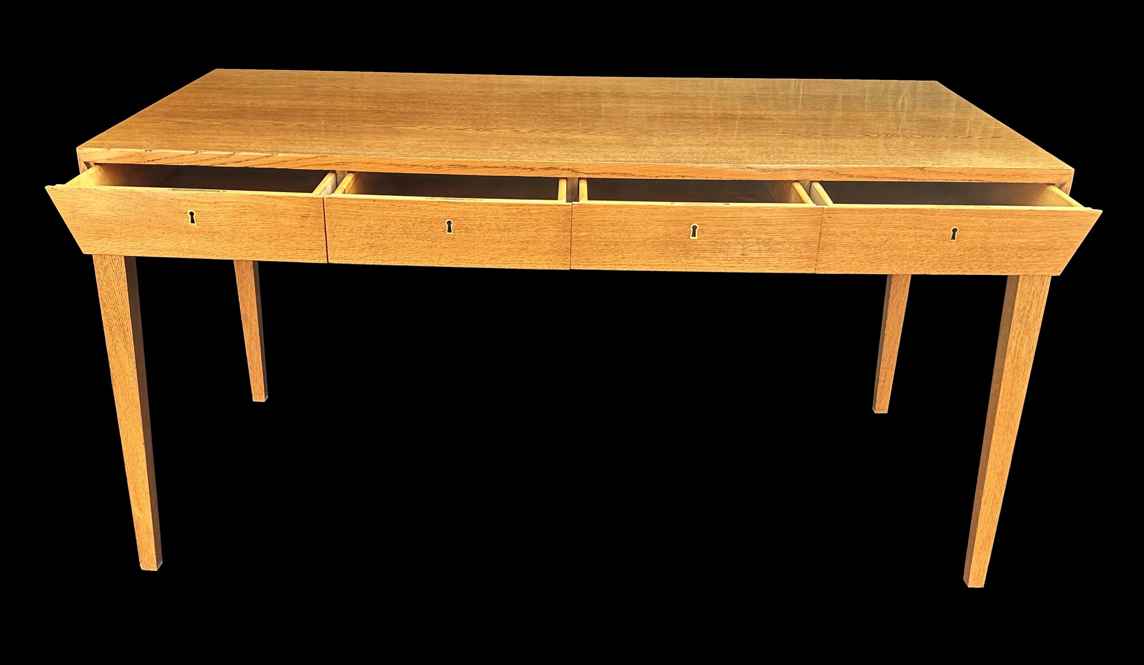 Scandinavian Modern Oak 4 Drawer Desk by Severin Hansen for Haslev Møbelsnedkeri